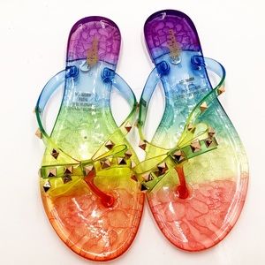 🆕{Charlotte Russe} Jelly Rainbow Studded Slippers